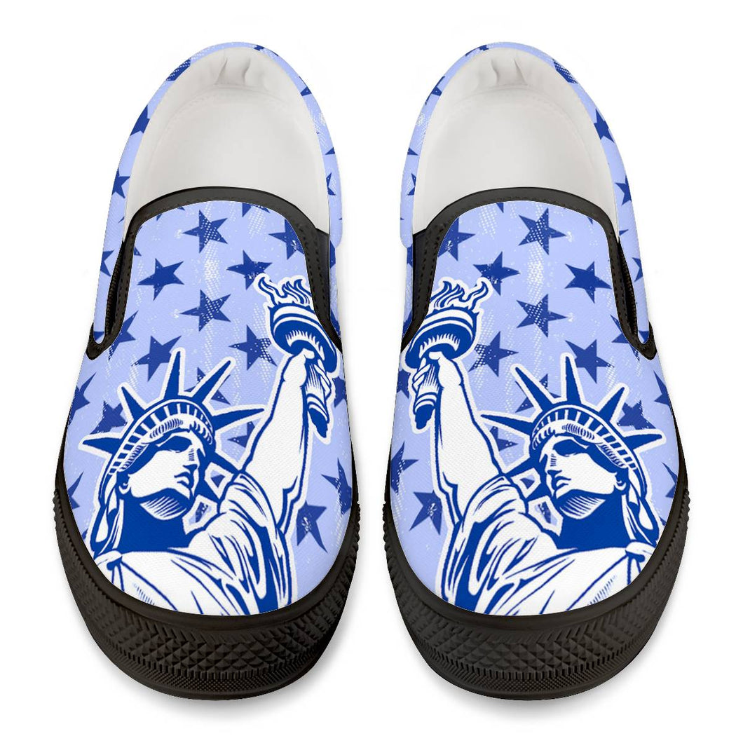 Statue of Liberty Black Slip On Shoes